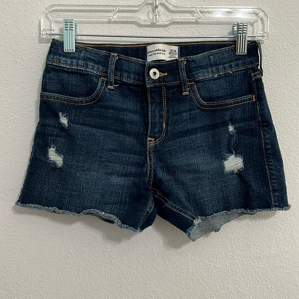 Abercrombie Kids denim mid rise midi shorts 13-14